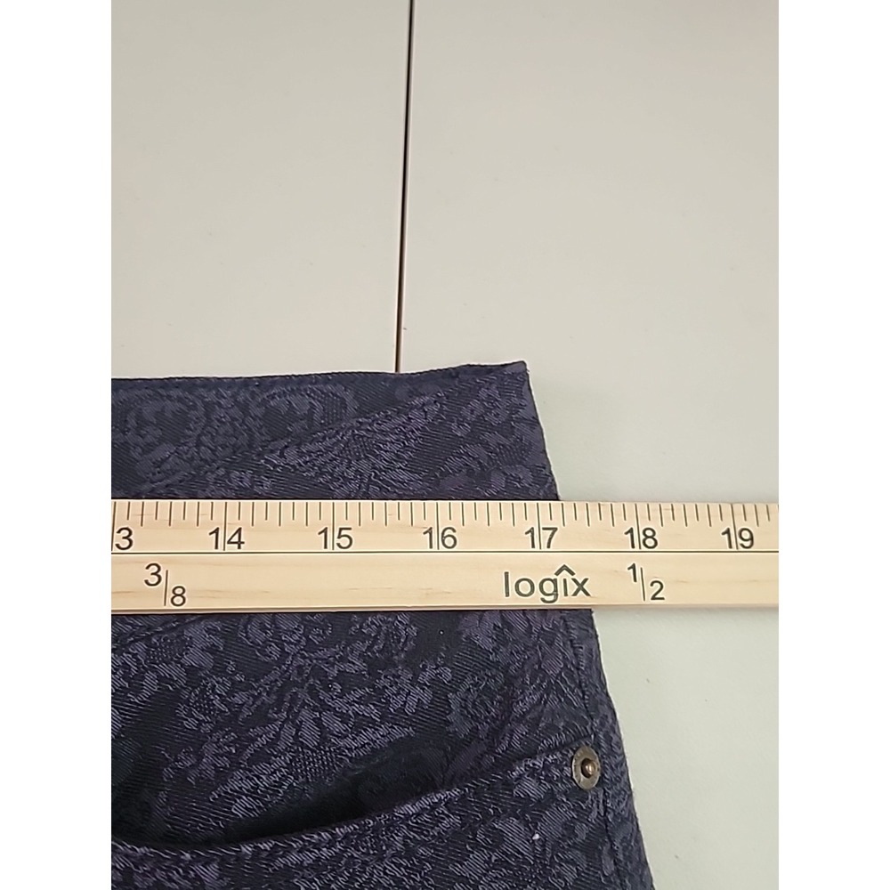 LRL Ralph Lauren Ladies Size 12 Floral Navy Blue Gray Straight Stretch Jeans - Picture 4 of 12